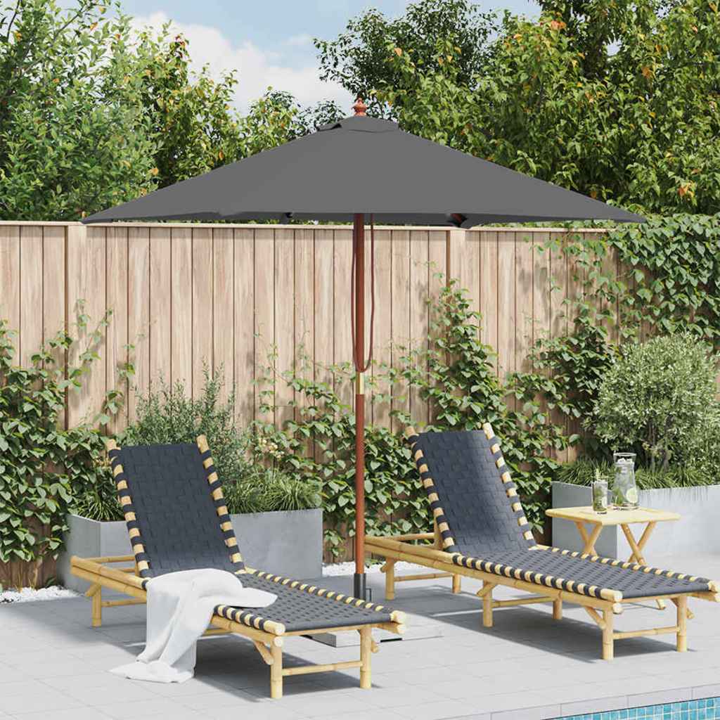 Garden Parasol with Wooden Pole 150x200 cm Anthracite - Direct Imports