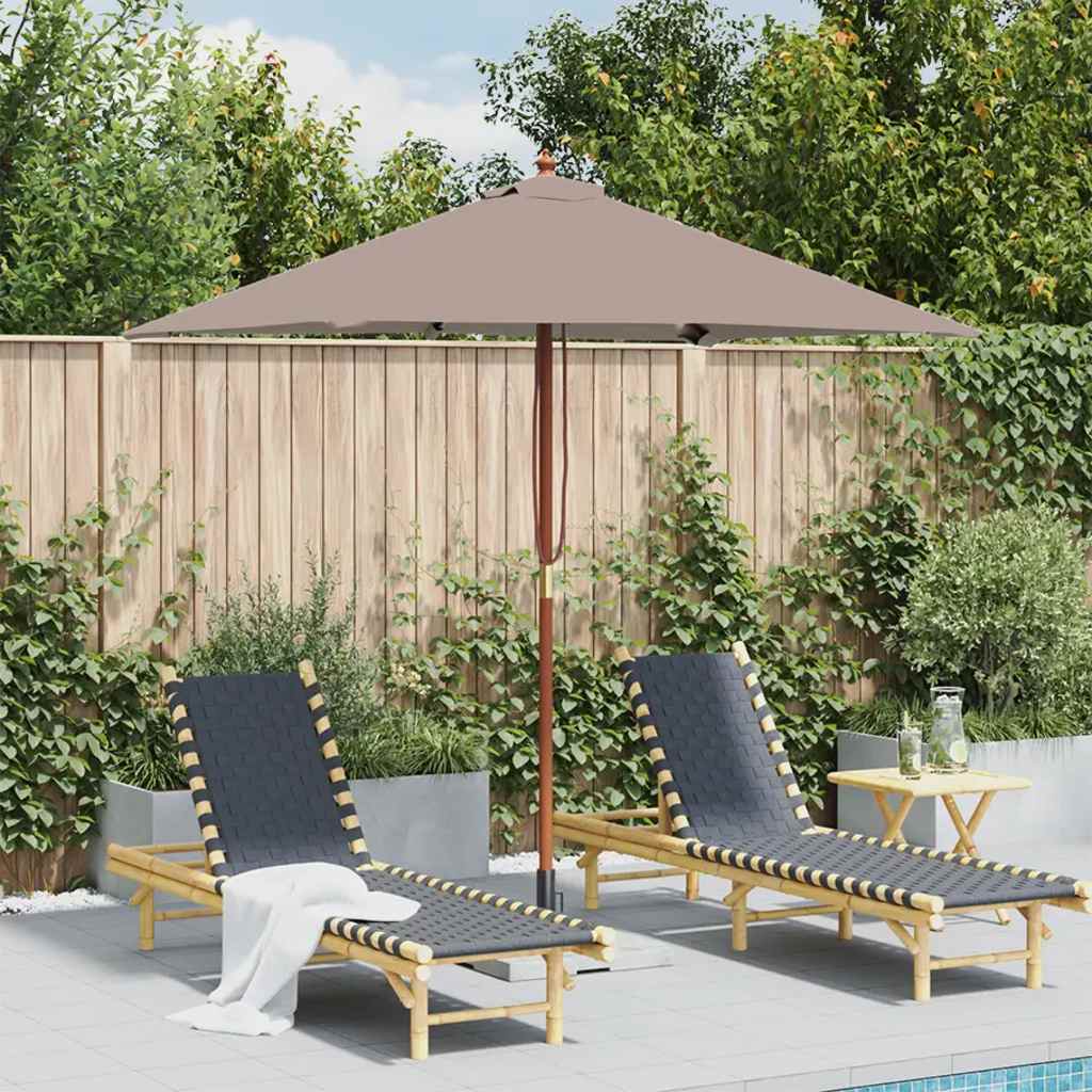 MERGLEN Garden Parasol with Pole 150x200 cm Taupe Wooden - Charlotte Dunes