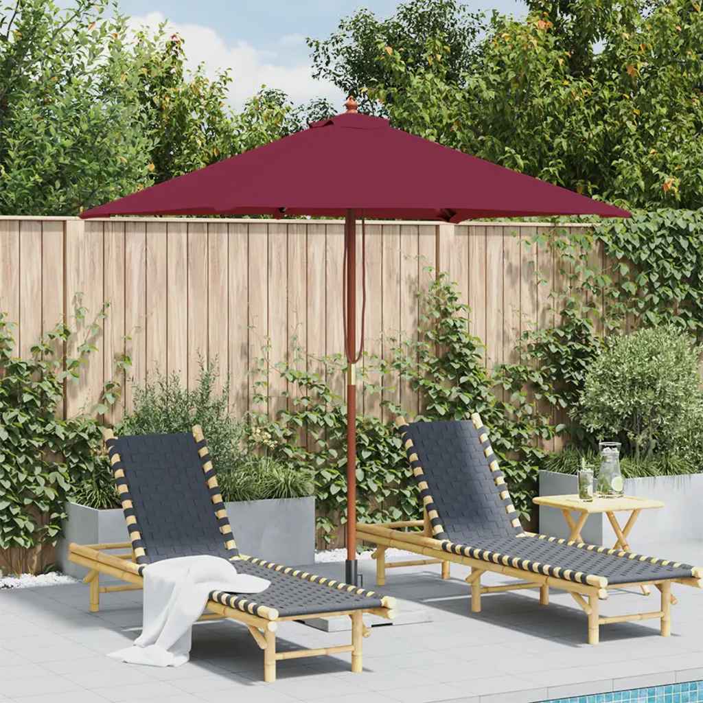 Garden Parasol with Wooden Pole 150x200 cm Bordeaux Red - Direct Imports