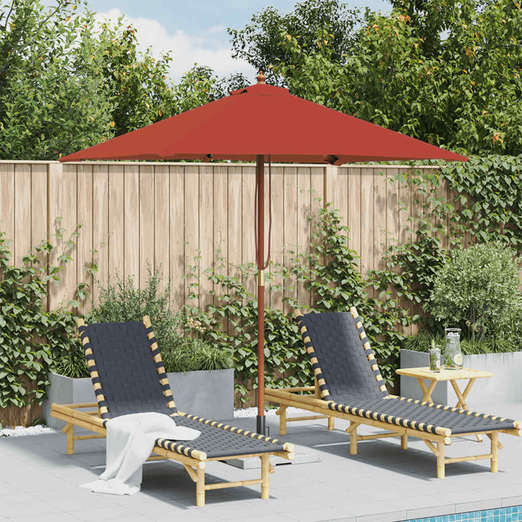 Garden Parasol with Wooden Pole 150x200 cm Terracotta - Direct Imports