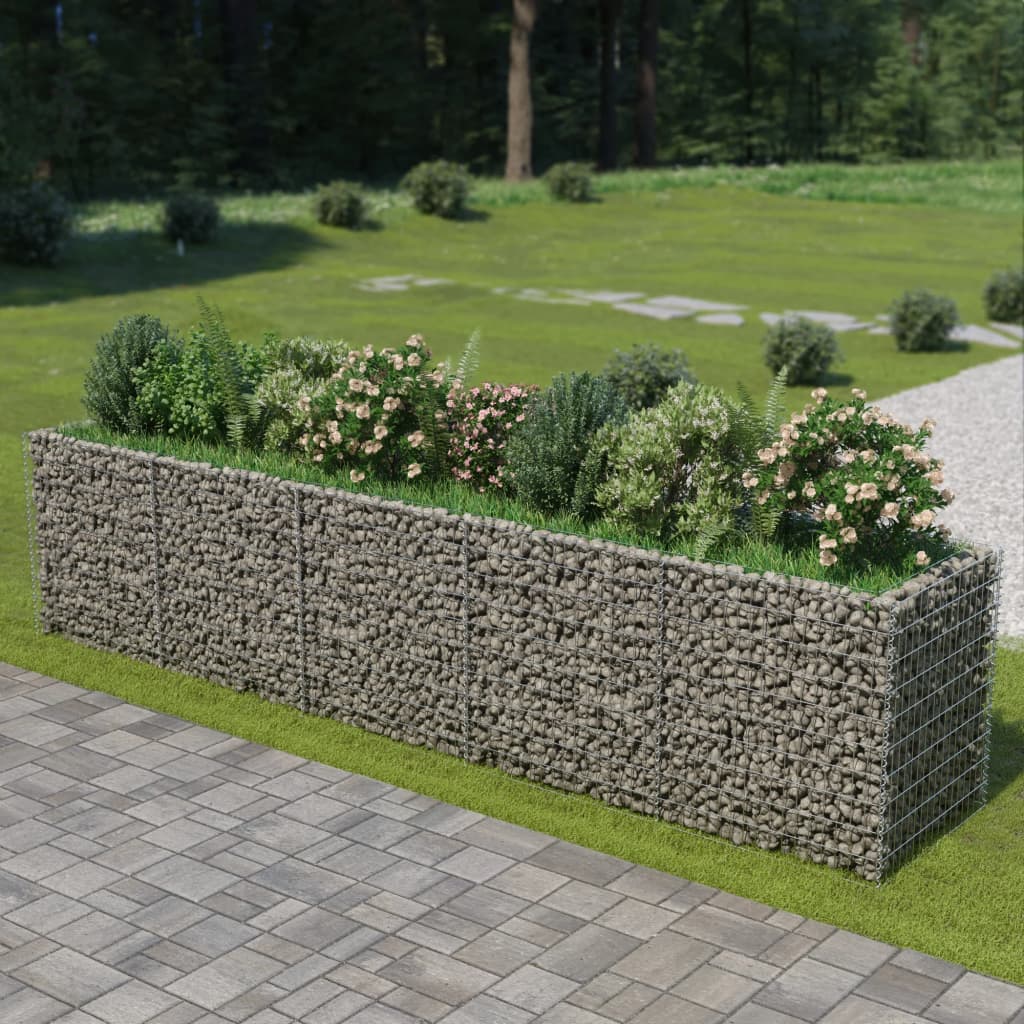 Gabion Raised Bed Galvanised Steel 450x90x100 cm - Style and Chic