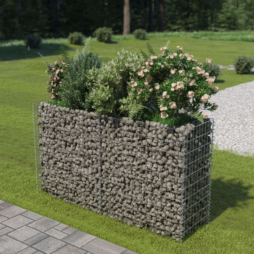 Gabion Raised Bed Galvanised Steel 180x50x100 cm - R and M Furniture
