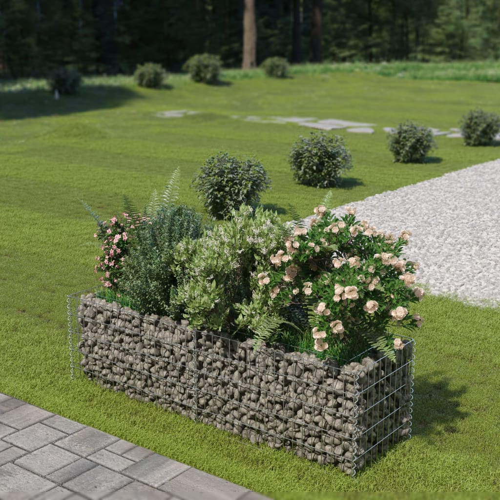 Gabion Raised Bed Galvanised Steel 180x50x50 cm - Charlotte Dunes