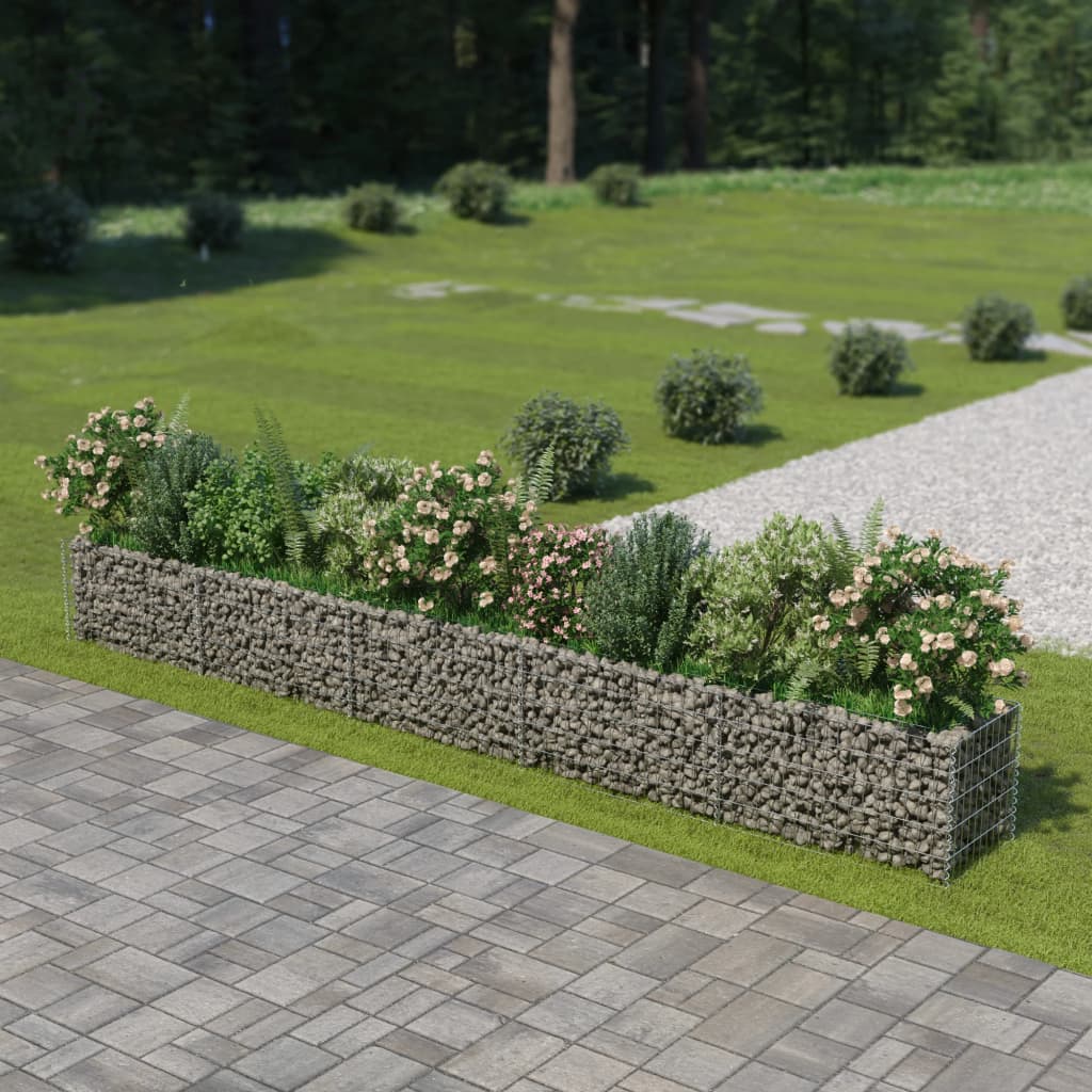 Gabion Raised Bed Galvanised Steel 450x50x50 cm - Style and Chic