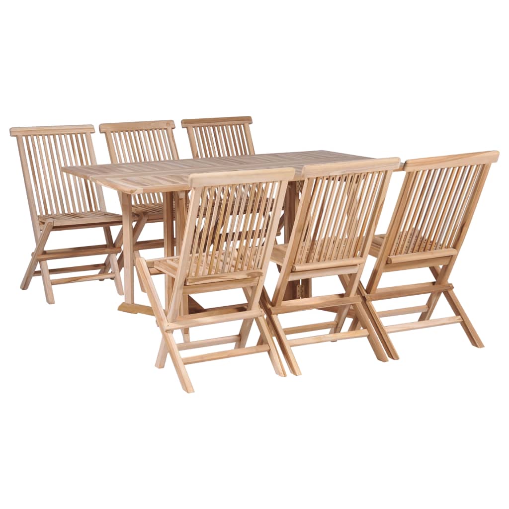 7 Piece Folding Outdoor Dining Set Solid Teak Wood - Design Hut