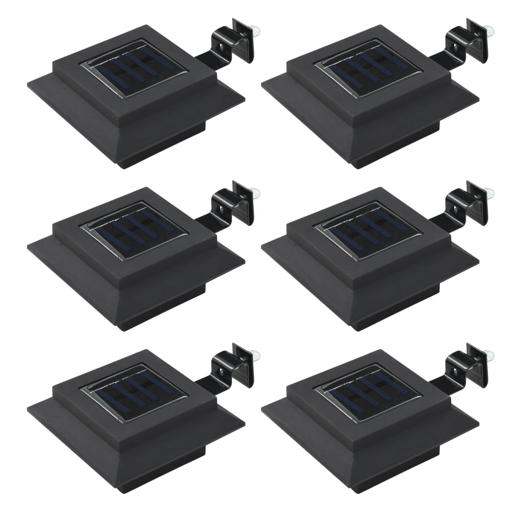 Outdoor Solar Lamps 6 pcs LED Square 12 cm Black - Unbeatable Bargains