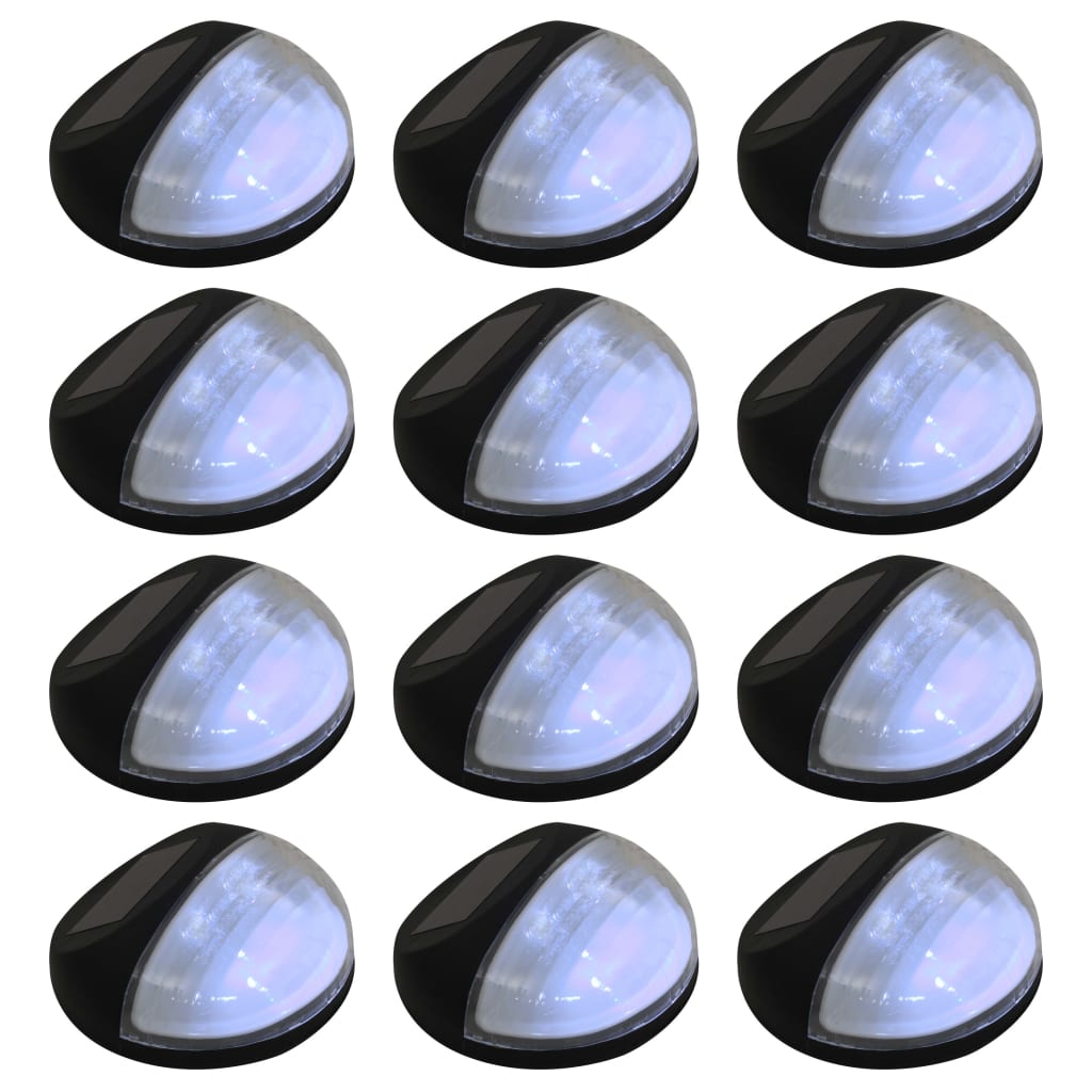 Outdoor Solar Wall Lamps LED 12 pcs Round Black - All Things Good