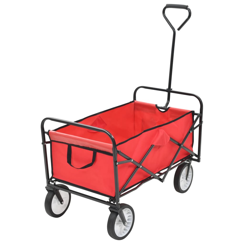 Folding Hand Trolley Steel Red - All Things Good