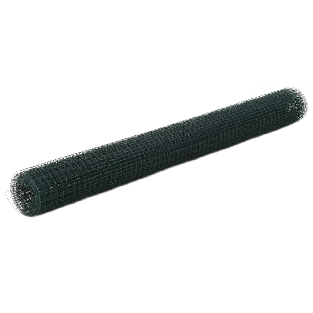Chicken Wire Fence Steel with PVC Coating 25x1.5 m Green - R and M Furniture