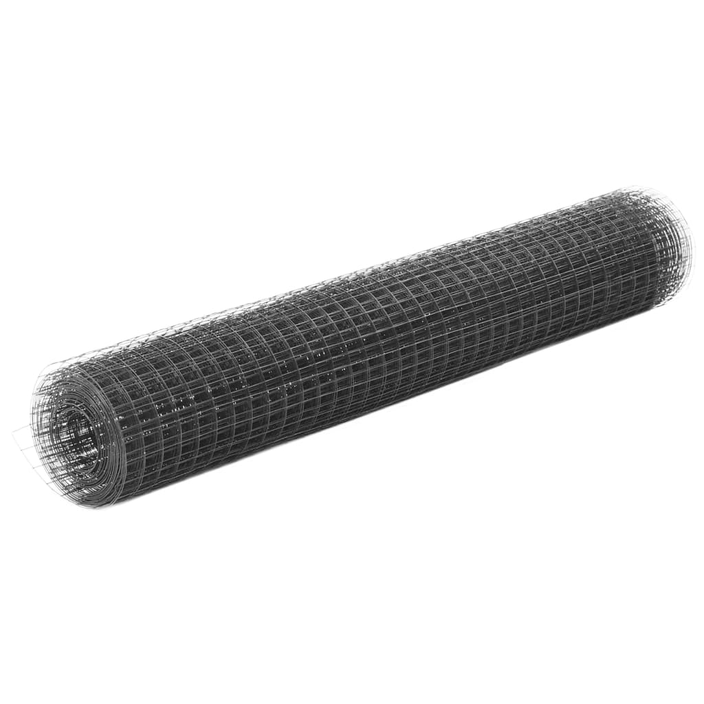 Chicken Wire Fence Steel with PVC Coating 25x1 m Grey - Unbeatable Bargains