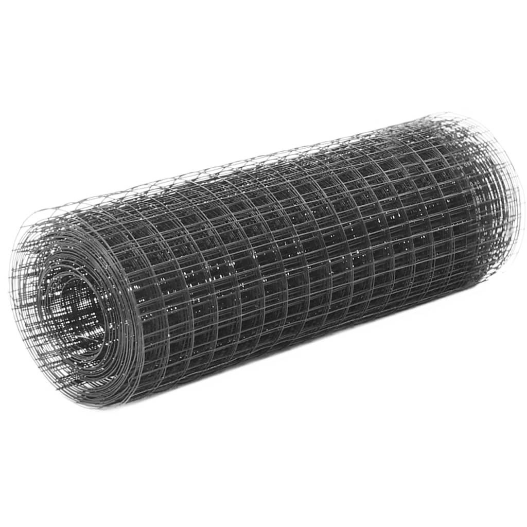 Chicken Wire Fence Steel with PVC Coating 25x0.5 m Grey - Style and Chic