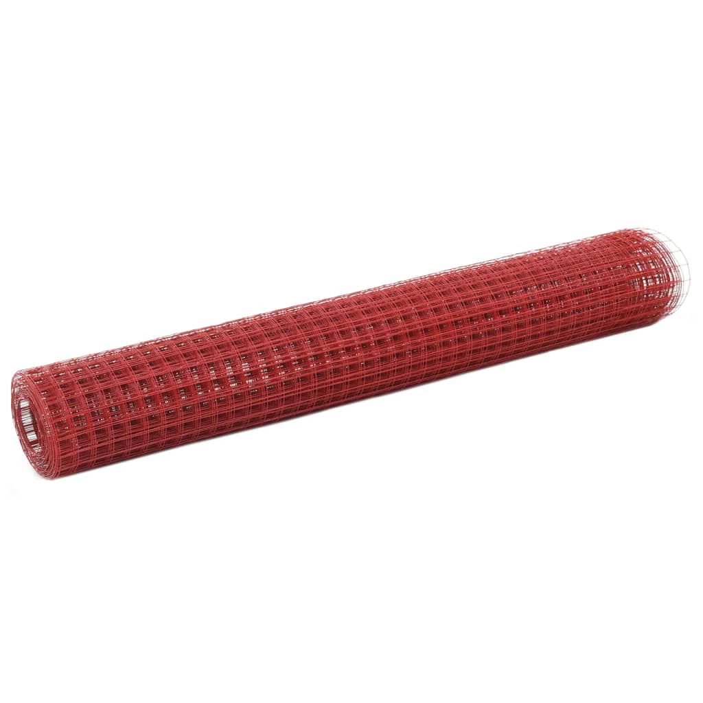 Chicken Wire Fence Steel with PVC Coating 10x1 m Red - R and M Furniture