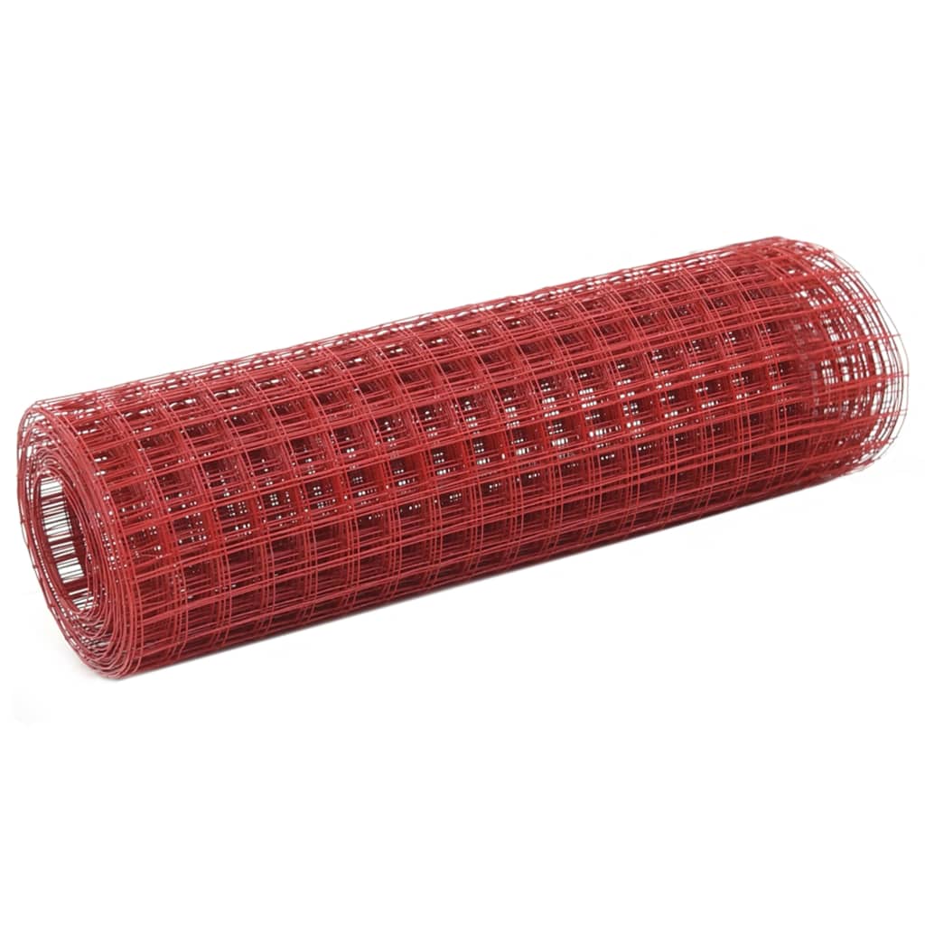 Chicken Wire Fence Steel with PVC Coating 25x0.5 m Red - Design Hut