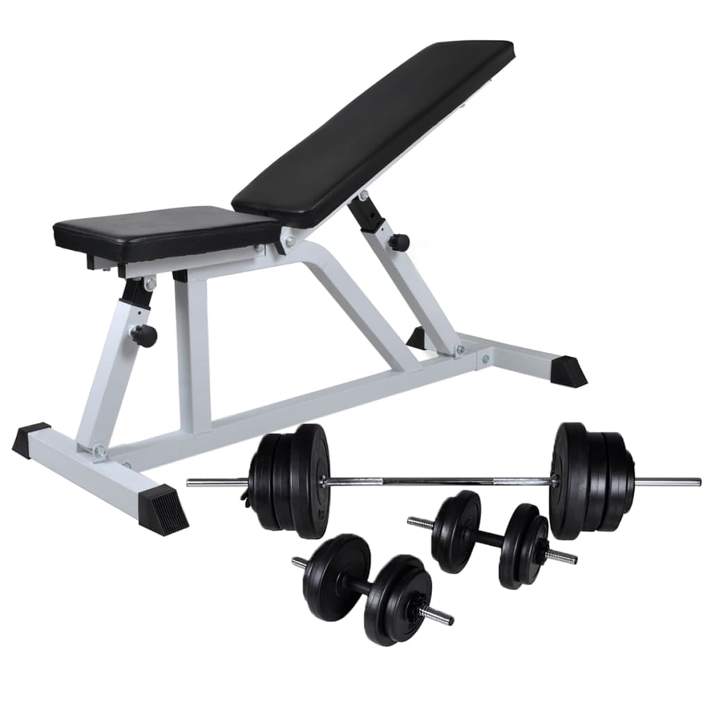 Workout Bench with Barbell and Dumbbell Set 60.5 kg - Style and Chic