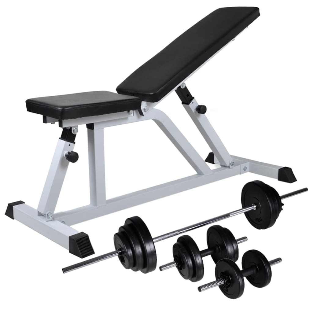 Workout Bench with Barbell and Dumbbell Set 30.5 kg - Discount Dealers