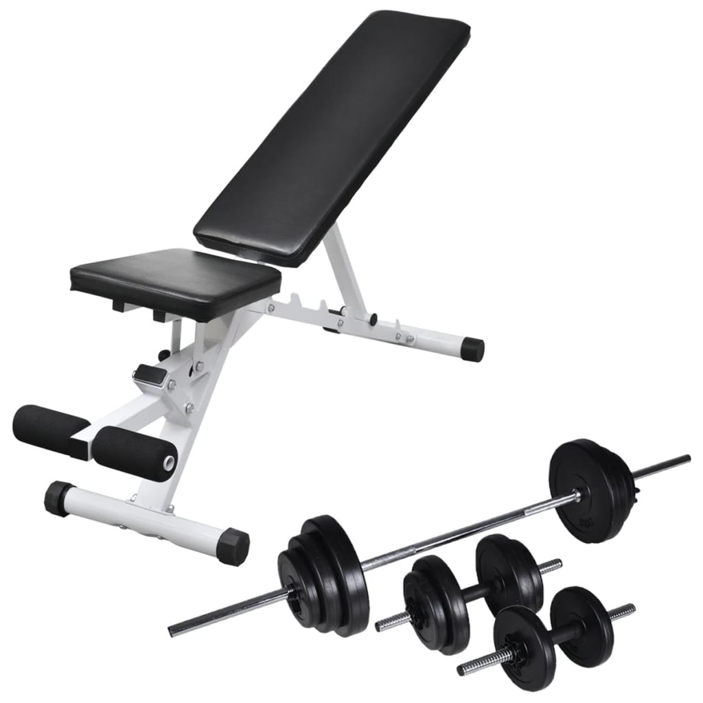 Workout Bench with Barbell and Dumbbell Set 30.5 kg - Direct Imports