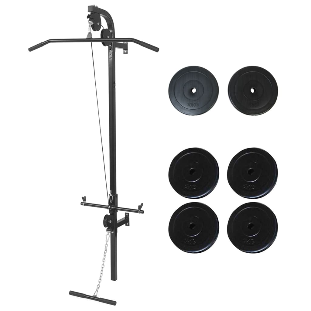 Wall-mounted Power Tower with Weight Plates 40 kg - Casper Homes