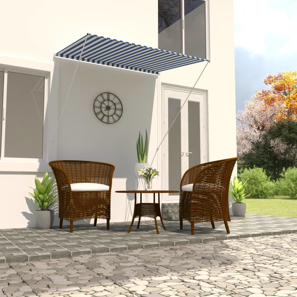 Retractable Awning 150x150 cm Blue and White - Millennium Furniture