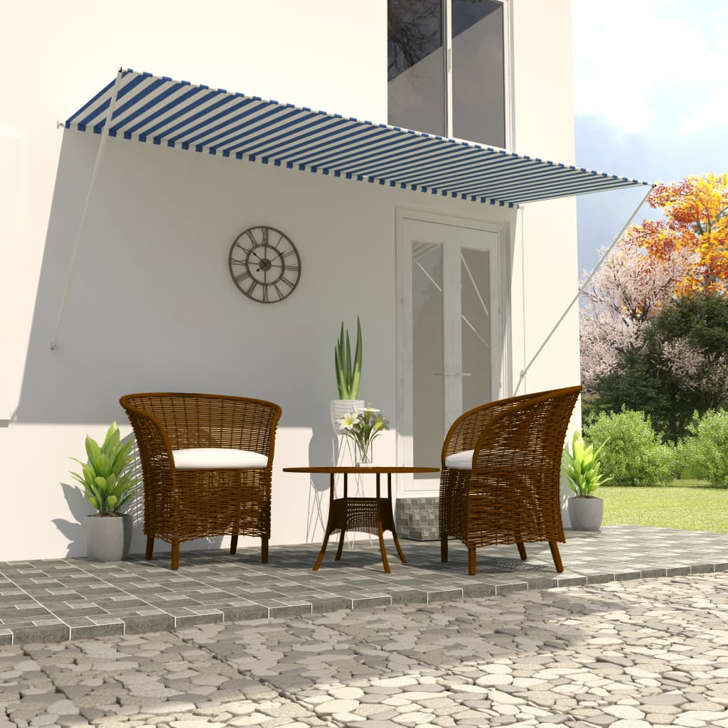 Retractable Awning 300x150 cm Blue and White - Decor Base