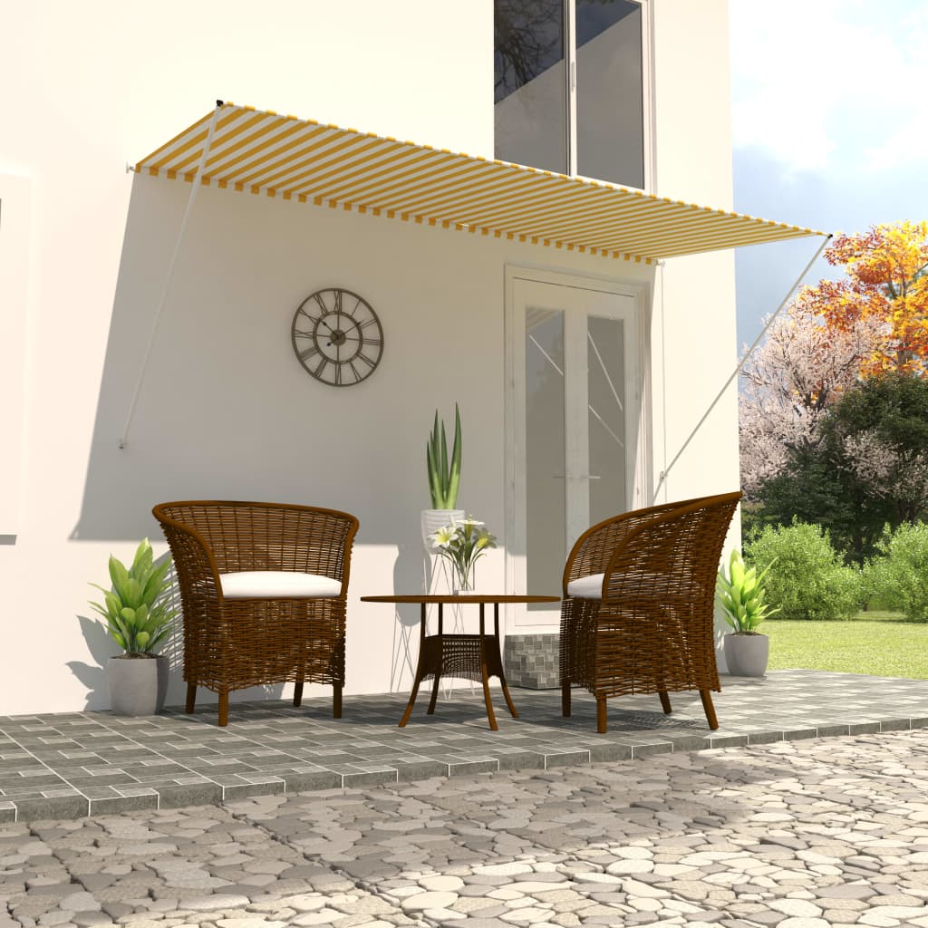 Retractable Awning 300x150 cm Yellow and White - Unbeatable Bargains