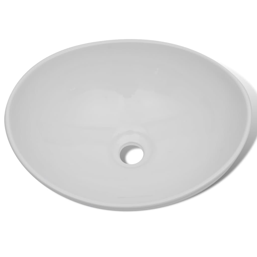Ceramic Basin 40x33 cm Oval White - Sid & Sam