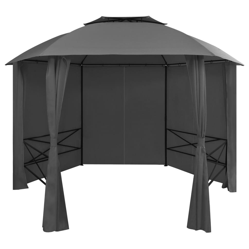 Garden Marquee Pavilion Tent with Curtains Hexagonal 360x265 cm - Tyrell & Tyrell