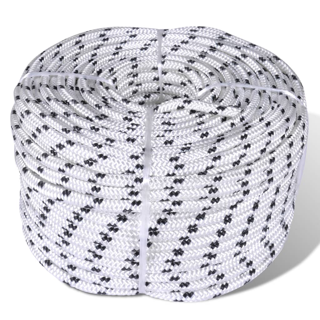 Braided Boat Rope Polyester 10 mm 250 m White - Discount Dealers