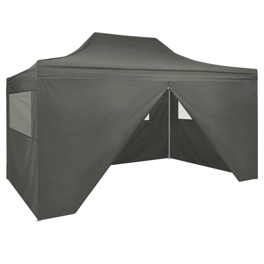 Foldable Tent Pop-Up with 4 Side Walls 3x4.5 m Anthracite - Sid & Sam