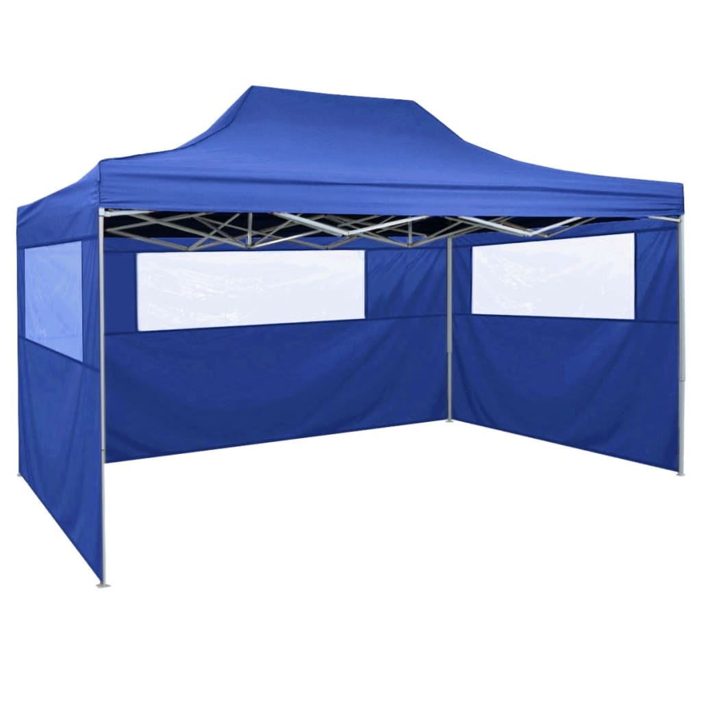 Foldable Tent with 3 Walls 3x4.5 m Blue - The Home Maker