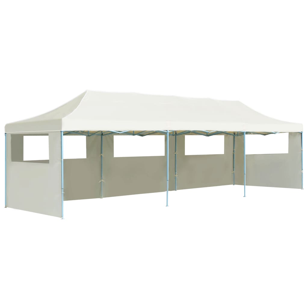 Folding Pop-up Party Tent with 5 Sidewalls 3x9 m Cream - Millennium Furniture