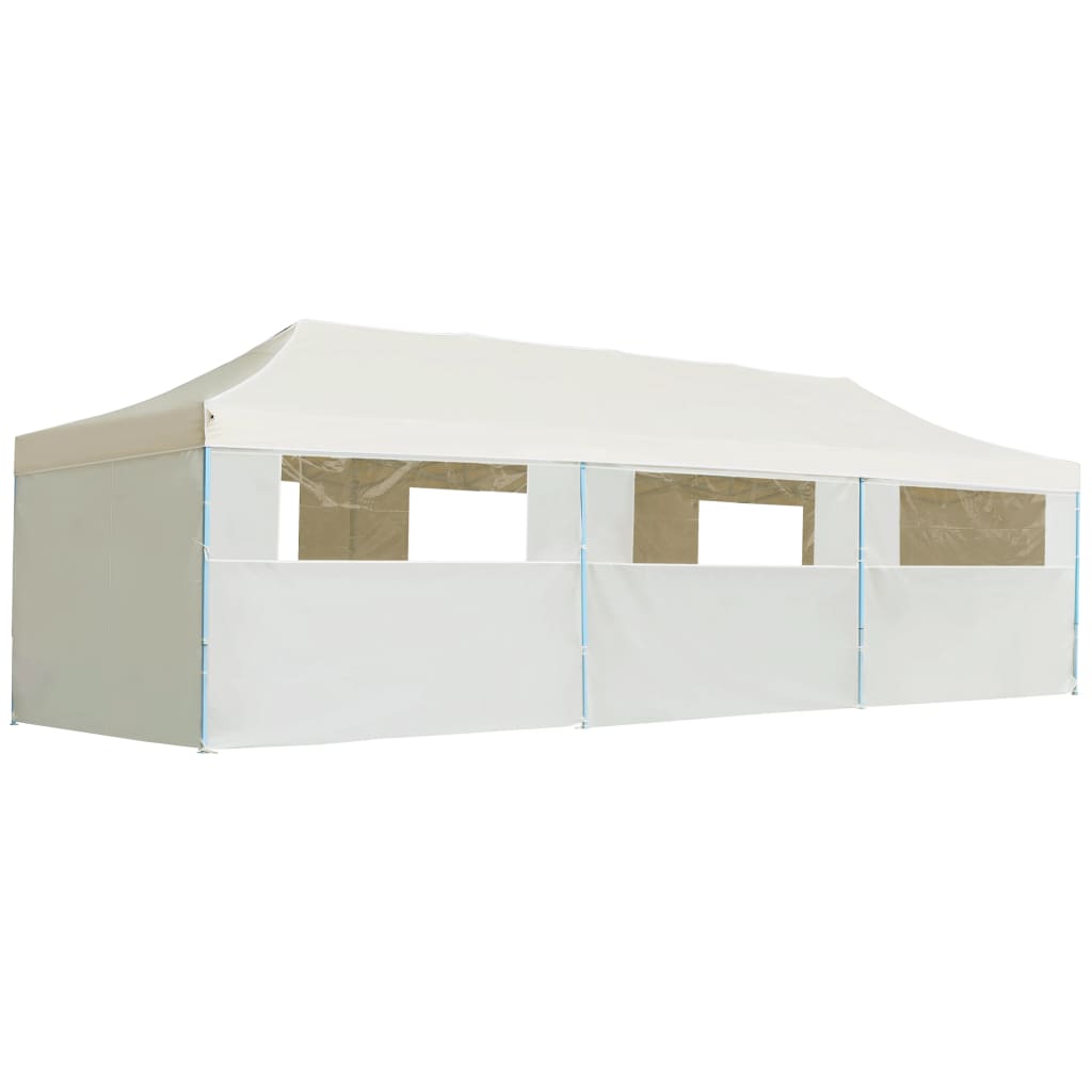 Folding Pop-up Party Tent with 8 Sidewalls 3x9 m Cream - Discount Dealers