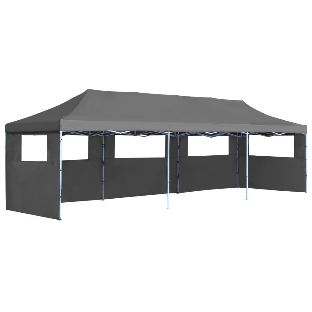 Folding Pop-up Party Tent with 5 Sidewalls 3x9 m Anthracite - Discount Dealers
