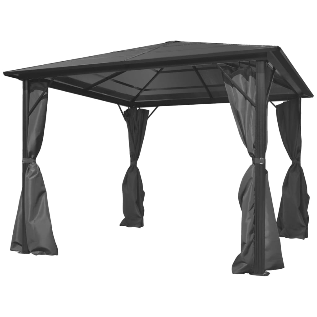 Gazebo with Curtain Anthracite Aluminium 300x300 cm - Merkel Designers