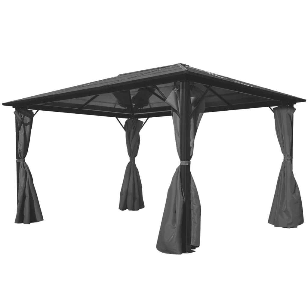 Gazebo with Curtain Anthracite Aluminium 400x300 cm - Unbeatable Bargains