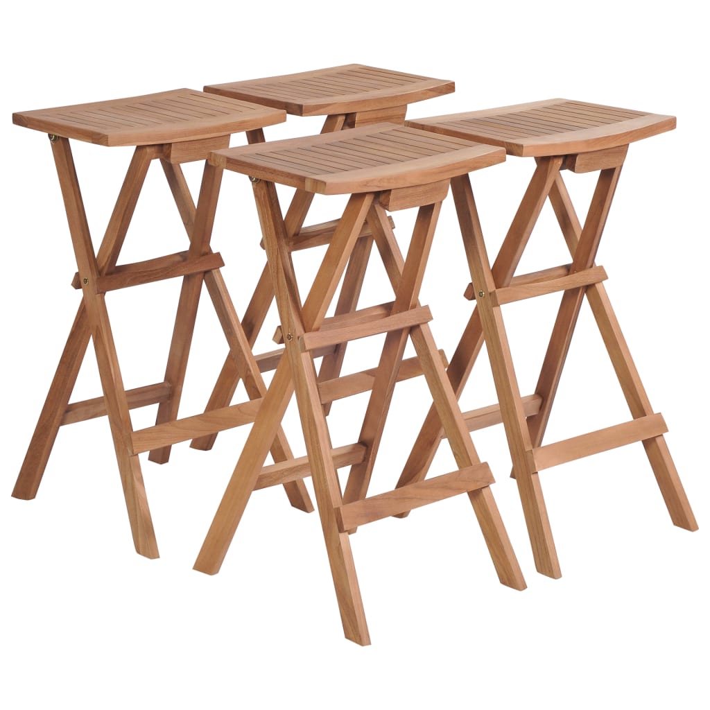 Folding Bar Stools 4 pcs Solid Teak Wood - Discount Dealers
