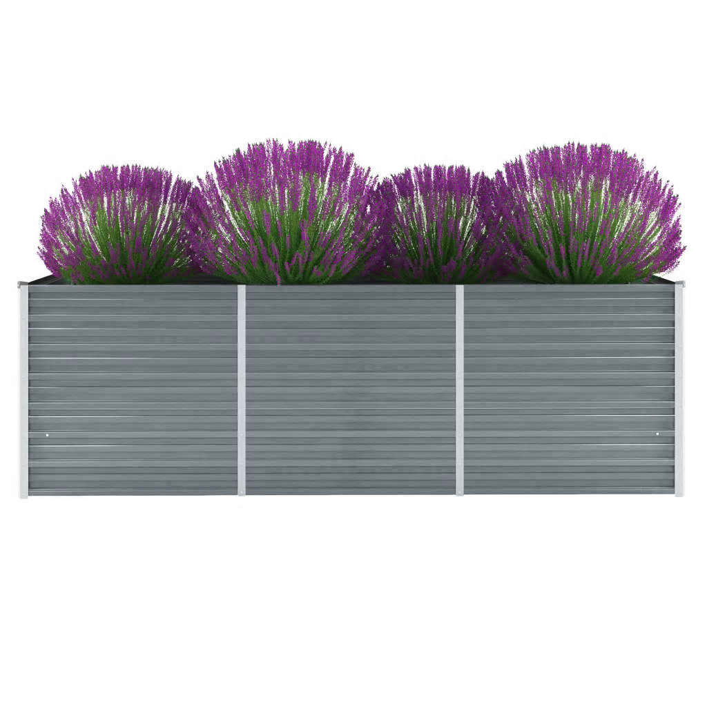 Garden Raised Bed Galvanised Steel 240x80x77 cm Grey - Merkel Designers