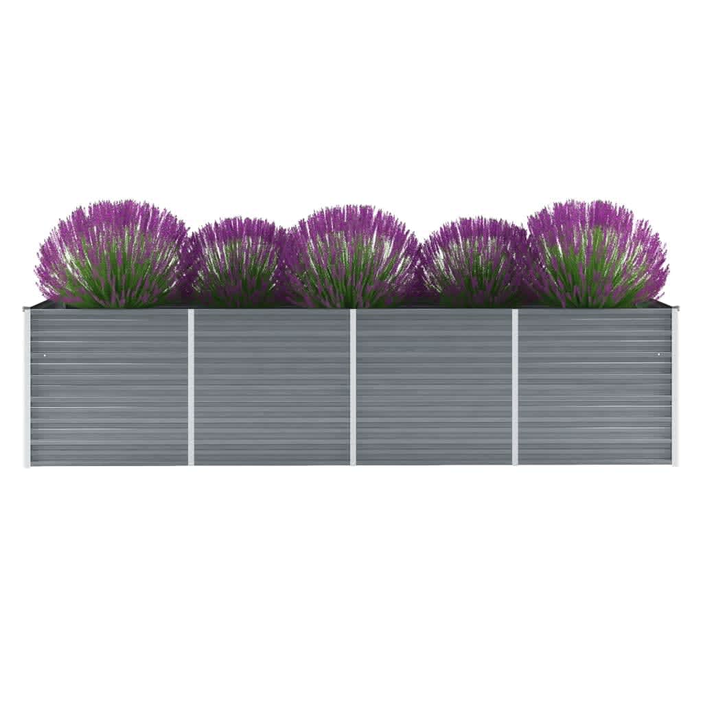 Garden Raised Bed Galvanised Steel 320x80x77 cm Grey - Discount Dealers