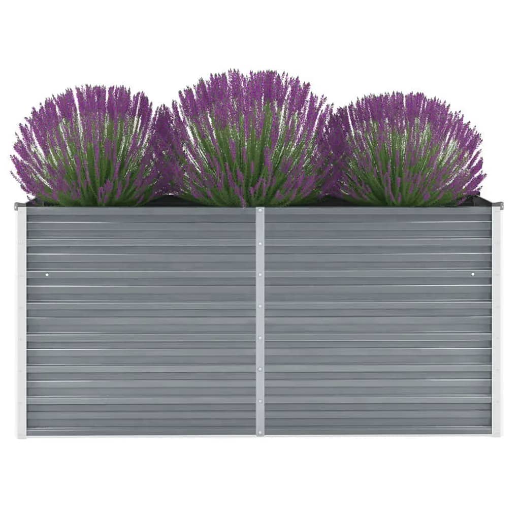 Garden Raised Bed Galvanised Steel 160x40x77 cm Grey - Decor Base