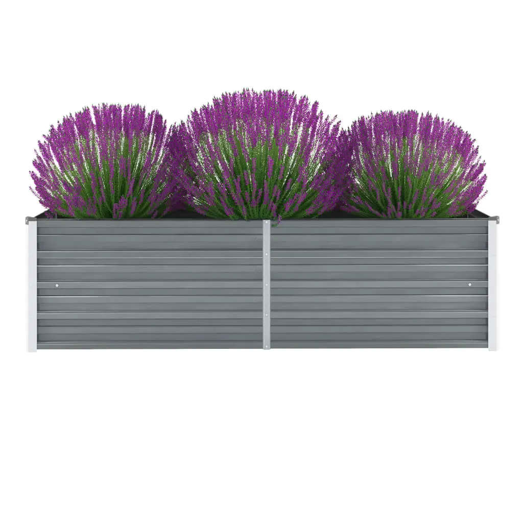Garden Raised Bed Galvanised Steel 160x40x45 cm Grey - Discount Dealers