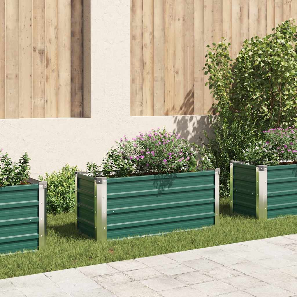 Garden Raised Bed Galvanised Steel 100x40x45 cm Green - R and M Furniture