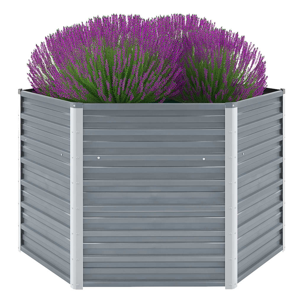 Garden Raised Bed Galvanised Steel 129x129x77 cm Grey - Merkel Designers