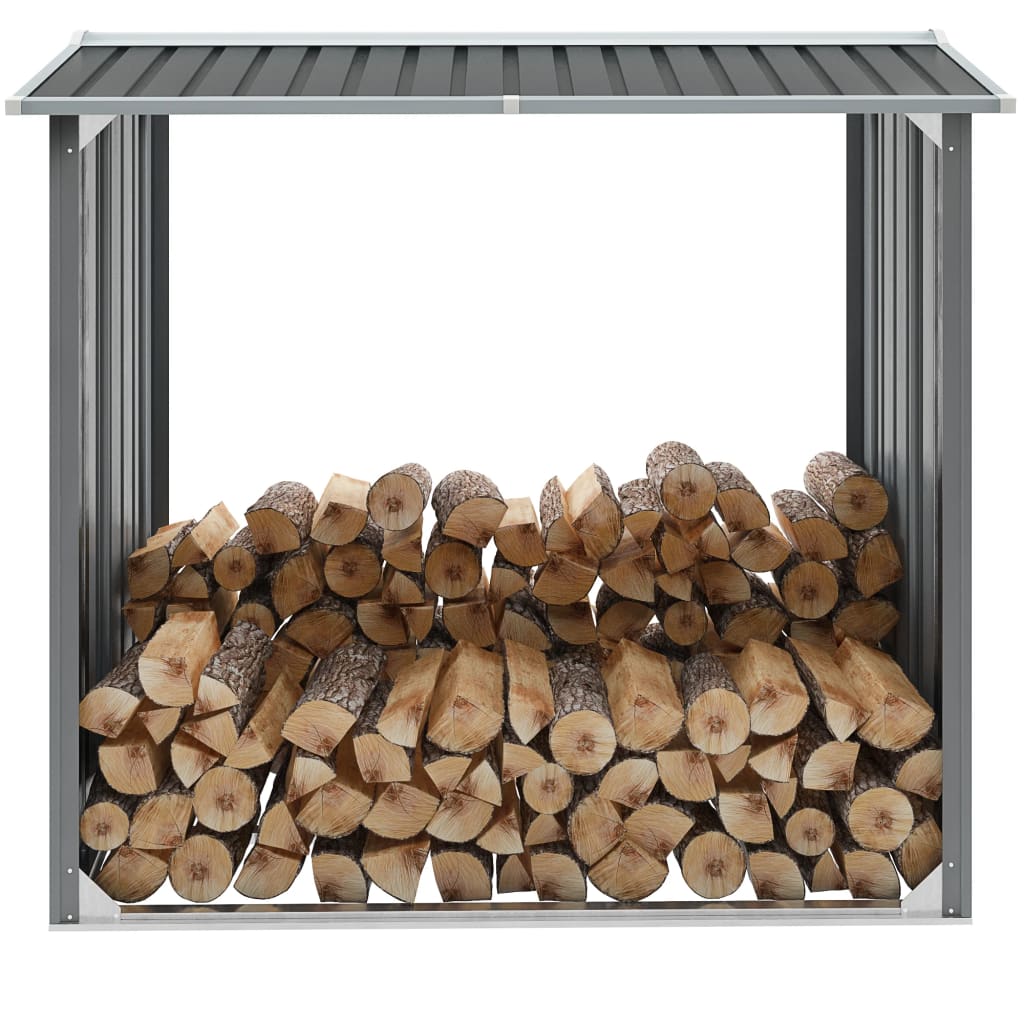 Garden Log Storage Shed Galvanised Steel 172x91x154 cm Grey - Millennium Furniture