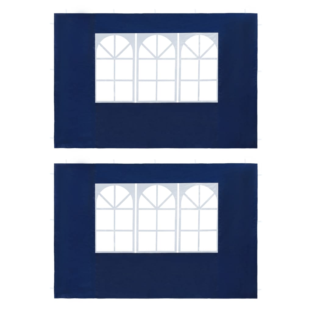Partytent Sidewall 2 pcs with Window PE Blue - Unbeatable Bargains