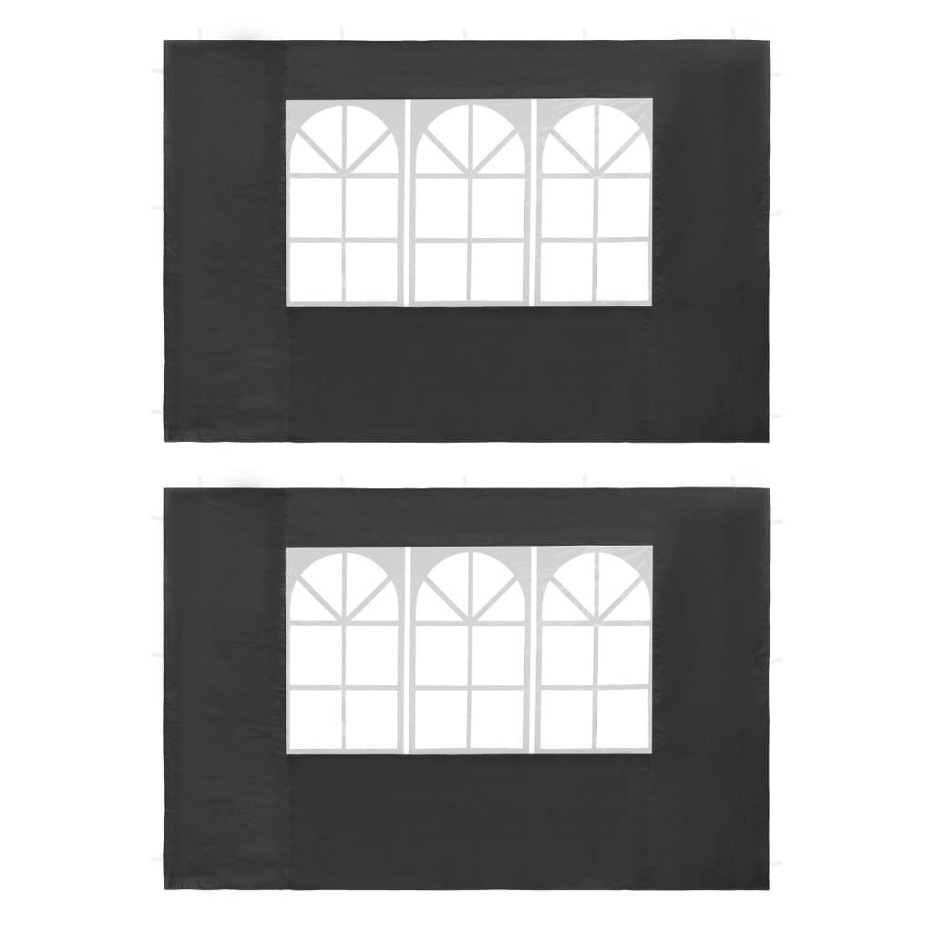 Party Tent Sidewall 2 pcs with Window PE Anthracite - Sid & Sam