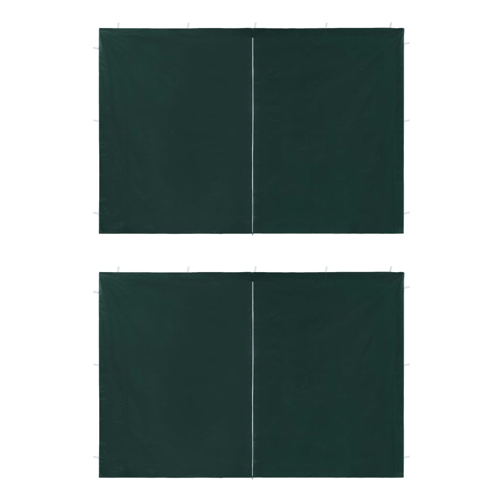 Party Tent Sidewall 2 pcs with Zipper PE Green - Unbeatable Bargains
