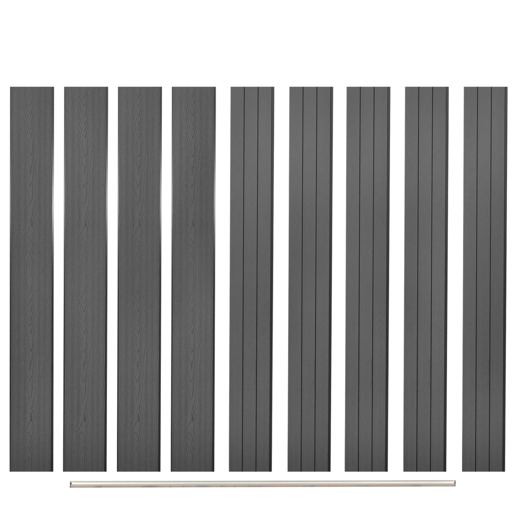 Replacement Fence Boards 9 pcs WPC 170 cm Grey - Style and Chic