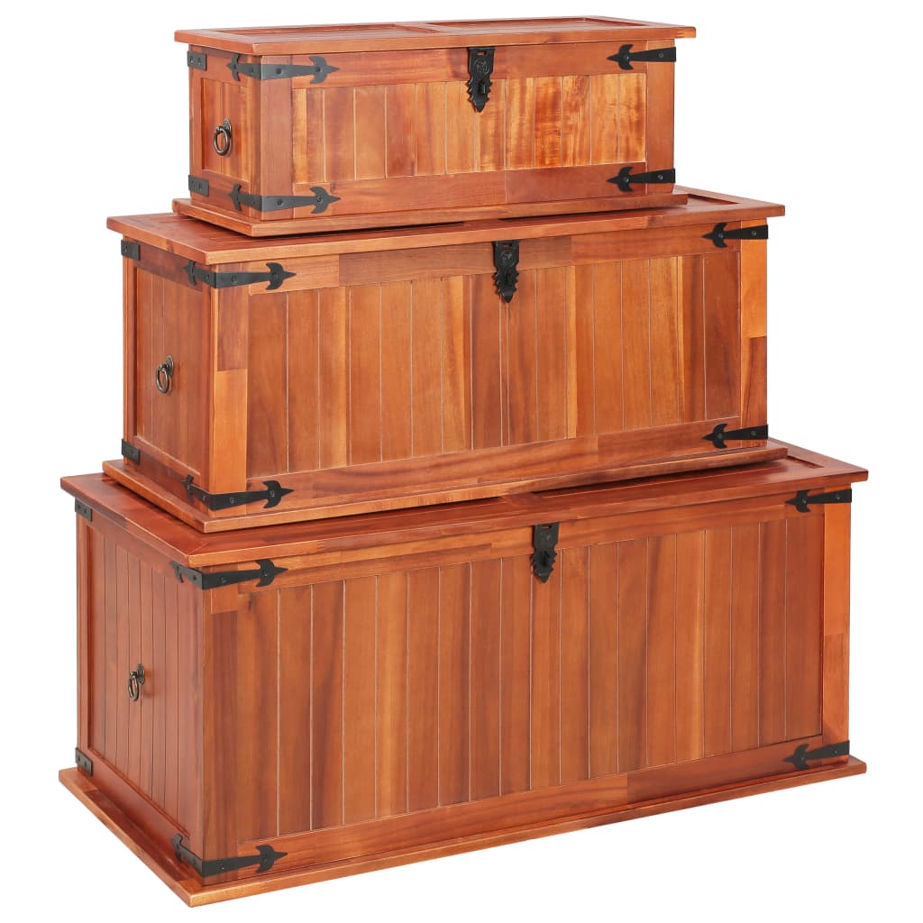 Storage Chests 3 pcs Solid Acacia Wood - Tyrell & Tyrell