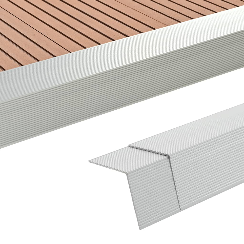5 Pcs Decking Angle Trims Aluminium 170cm Silver - Millennium Furniture