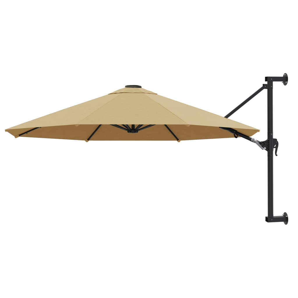 Wall-Mounted Parasol with Metal Pole 300 cm Taupe - R and M Furniture