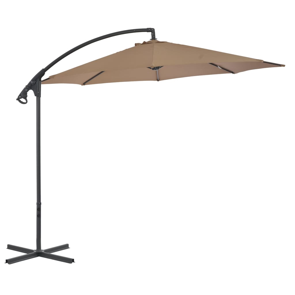 Cantilever Umbrella with Steel Pole 300 cm Taupe - Tyrell & Tyrell